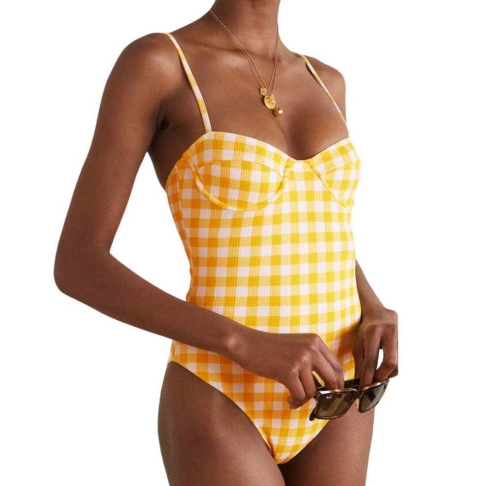 NWT! Faithfull The Brand Marigold Bea Gingham Underwire One Piece Swimsuit NEW!